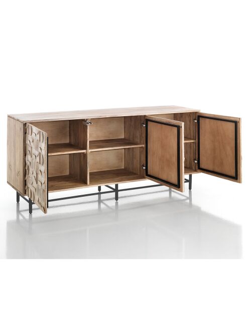 Buffet 3 portes amon bois/noir - 75x172x45 cm