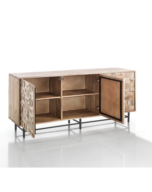 Buffet 3 portes amon bois/noir - 75x172x45 cm