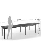 Table à rallonge long grise - 75x83x175/230/290/350 cm