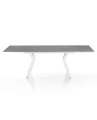 Table à rallonge molly 1  blanc/gris marbre - 140/170/200x80x75 cm