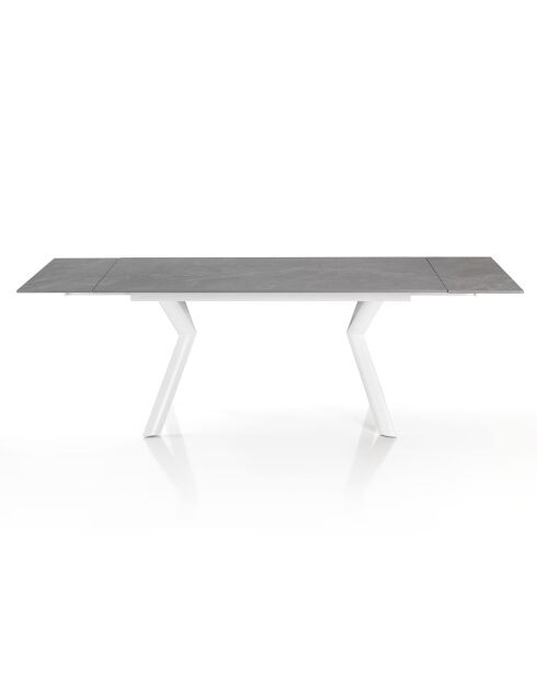 Table à rallonge molly 1  blanc/gris marbre - 140/170/200x80x75 cm