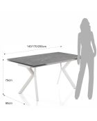 Table à rallonge molly 1  blanc/gris marbre - 140/170/200x80x75 cm