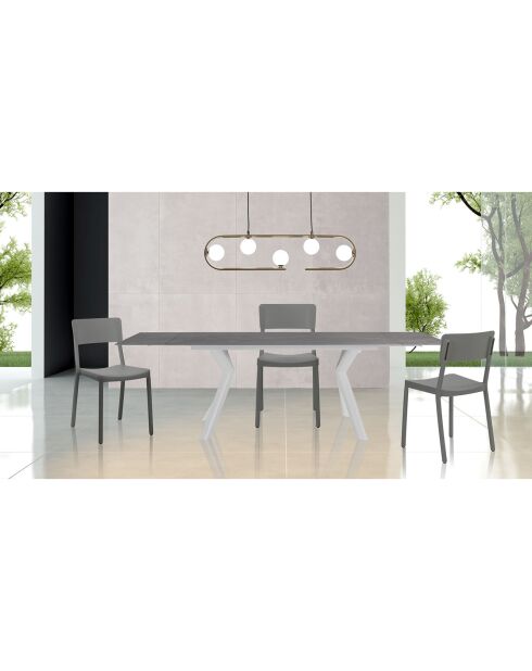 Table à rallonge molly 1  blanc/gris marbre - 140/170/200x80x75 cm