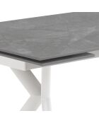 Table à rallonge molly 1  blanc/gris marbre - 140/170/200x80x75 cm