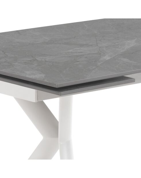 Table à rallonge molly 1  blanc/gris marbre - 140/170/200x80x75 cm