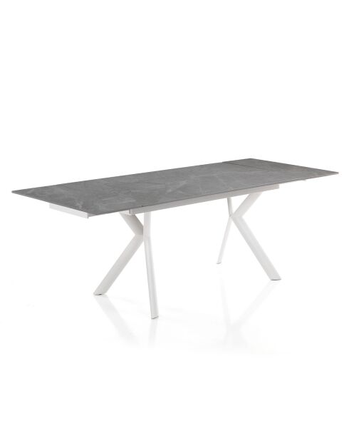 Table à rallonge molly 1  blanc/gris marbre - 140/170/200x80x75 cm