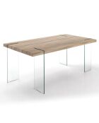 Table waver transparent/chêne - 75x90x180 cm