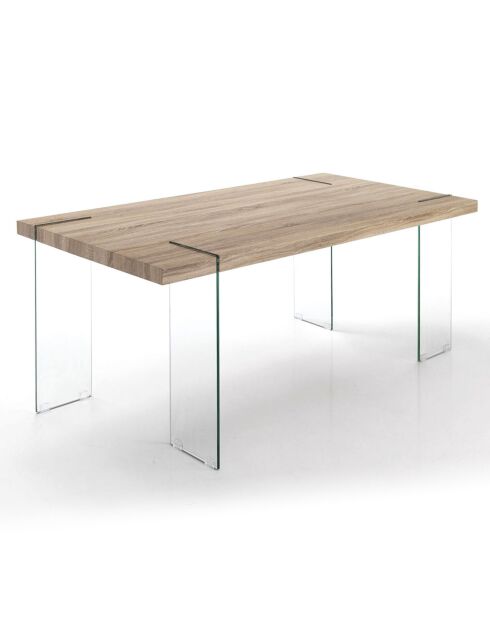 Table waver transparent/chêne - 75x90x180 cm