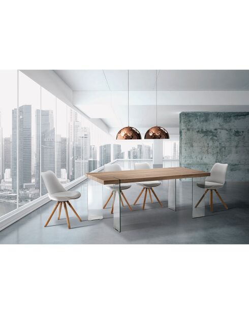 Table waver transparent/chêne - 75x90x180 cm