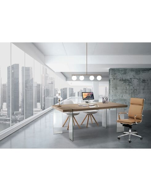 Table waver transparent/chêne - 75x90x180 cm