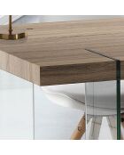 Table waver transparent/chêne - 75x90x180 cm