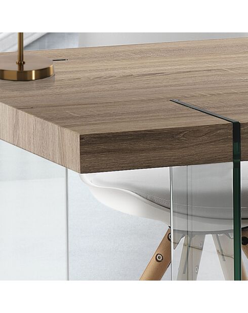 Table waver transparent/chêne - 75x90x180 cm