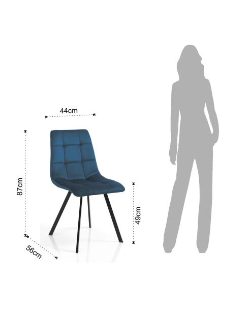 Chaise rembourrée toffee  bleu/noir - 87x44x56 cm
