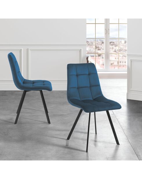 Chaise rembourrée toffee  bleu/noir - 87x44x56 cm