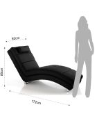 Chaise longue sofia noire - 85x62x172 cm