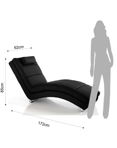 Chaise longue sofia noire - 85x62x172 cm