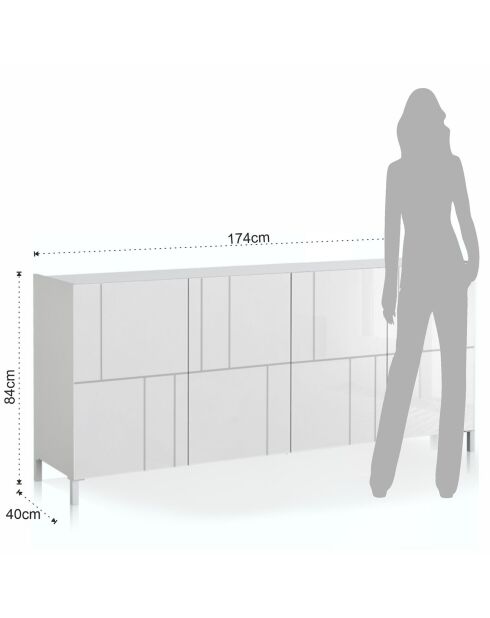 Grand buffet eddy random blanc - 84x174x40 cm