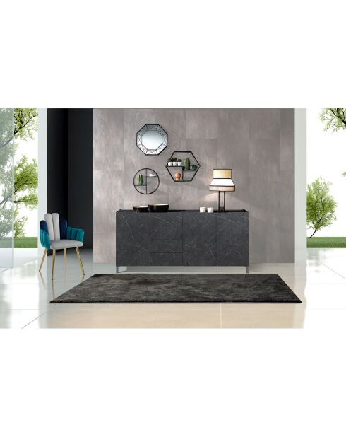 Grand buffet eddy marbre noir - 174x40x84 cm