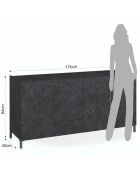Grand buffet eddy marbre noir - 174x40x84 cm