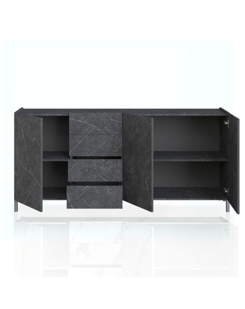 Grand buffet eddy marbre noir - 174x40x84 cm