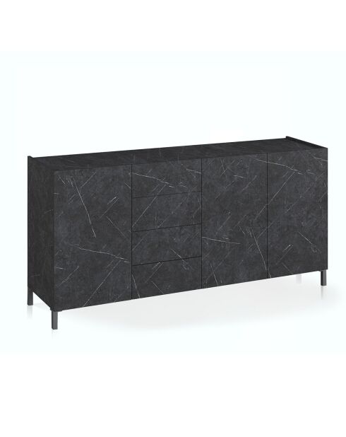 Grand buffet eddy marbre noir - 174x40x84 cm