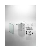 Bureau avec plateau en verre bombé bow blanc/chrome - 75x125x65 cm