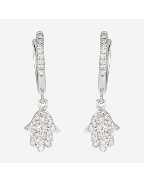 Boucle d'oreilles Charms Hands Diamant 0.19 ct or blanc