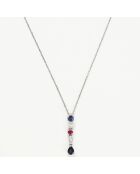 Pendentif Queen of stone Diamants 0.16 ct, Saphirs 0.33 ct & Rubis 0.07 ct or blanc