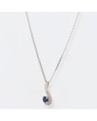 Virgule diamanthanger 0,02 ct saffier 0,16 kt witgoud