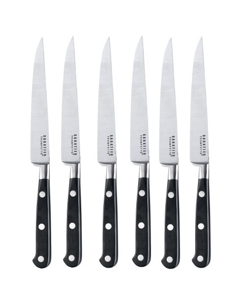 6 Couteaux à steak Trompette acier/noir