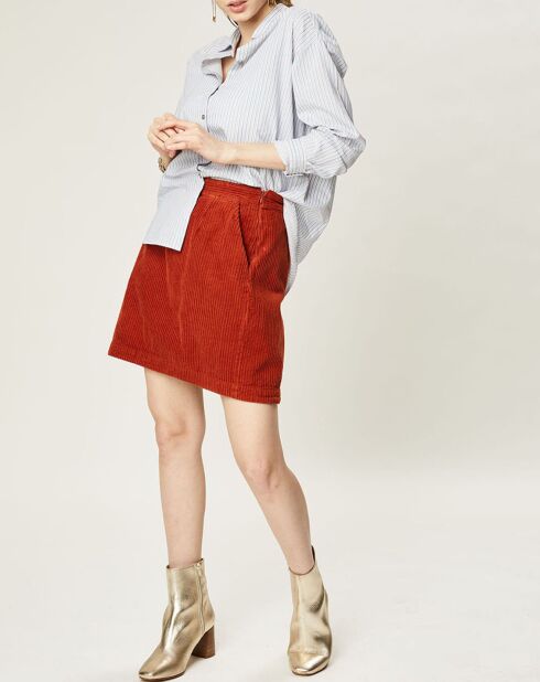 Jupe en Velours côtelé Nilia acajou