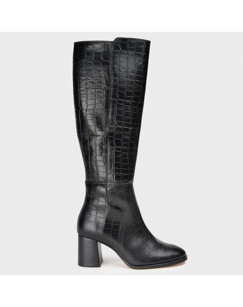 Bottes en Cuir Pisco noires - Talon 6.5 cm
