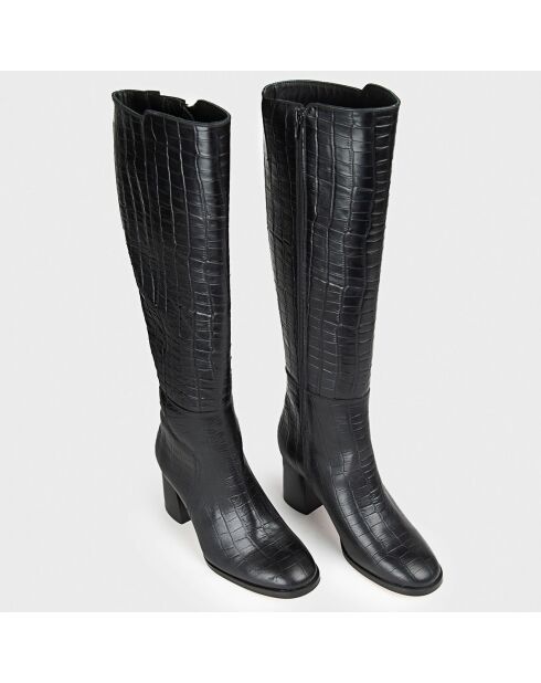 Bottes en Cuir Pisco noires - Talon 6.5 cm