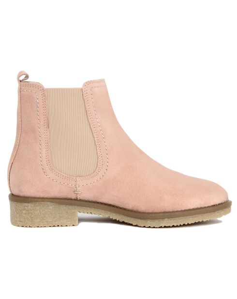 Chelsea boots en Velours de Cuir Roxanne roses
