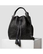 Sac seau en Cuir noir  - 24x26x17cm