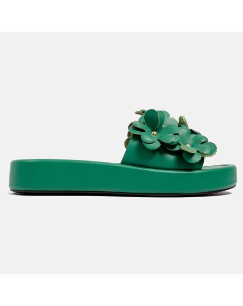 Groene leren muiltjes van Flower Power