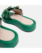 Sabot in pelle Flower Power verdi