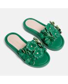 Sabot in pelle Flower Power verdi
