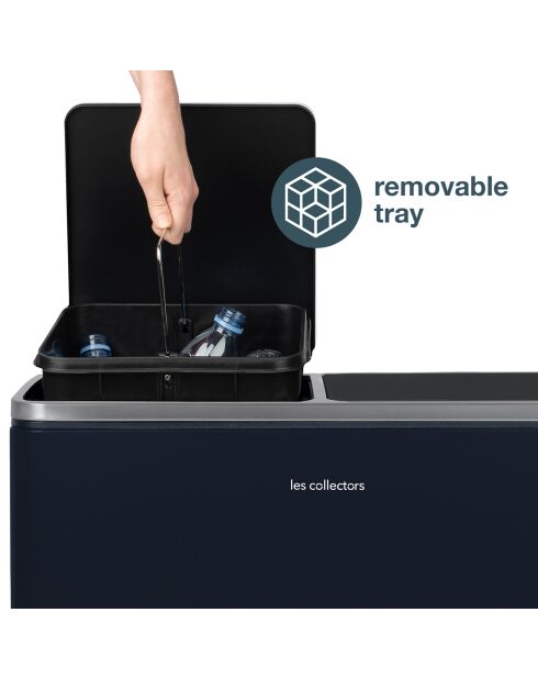 Poubelle de tri à pédale bleu nuit - 2x30L