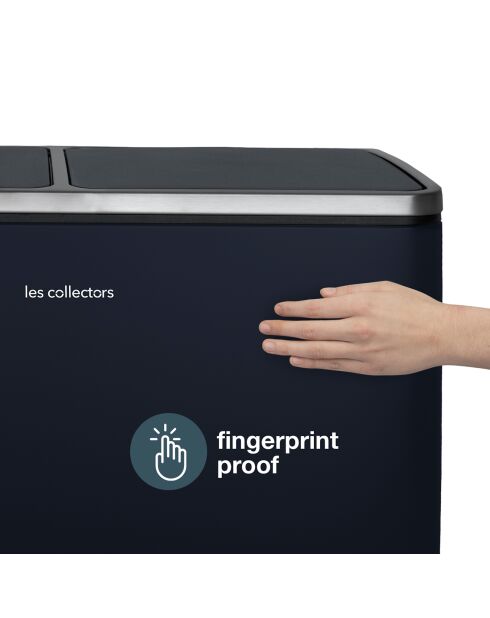 Poubelle de tri à pédale bleu nuit - 2x30L