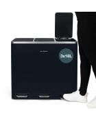 Poubelle de tri à pédale bleu nuit - 3x18L