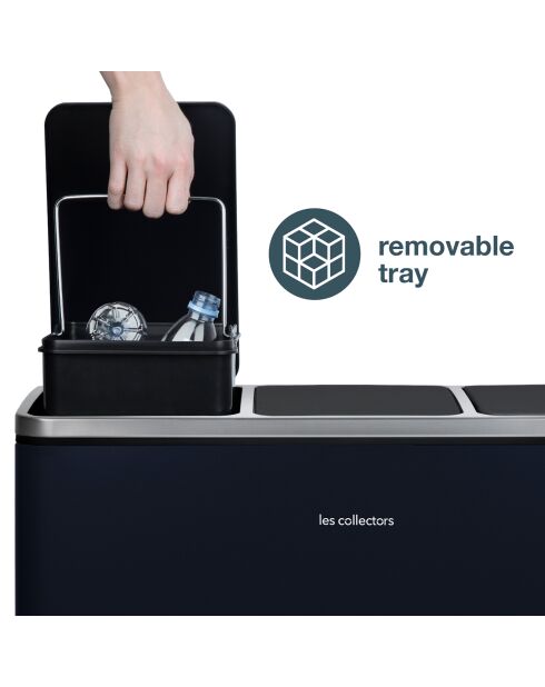 Poubelle de tri à pédale bleu nuit - 3x18L