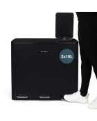 Cubo de clasificación de pedales negro - 3x18L