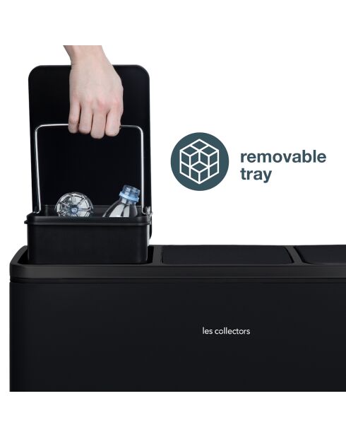 Cubo de clasificación de pedales negro - 3x18L