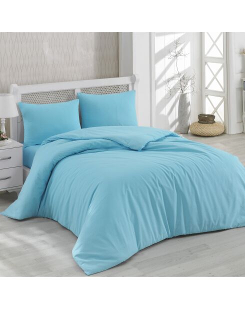 Parure housse de couette Unie turquoise