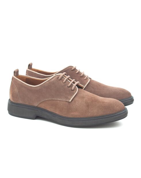 Derbies en Velours de Cuir taupe