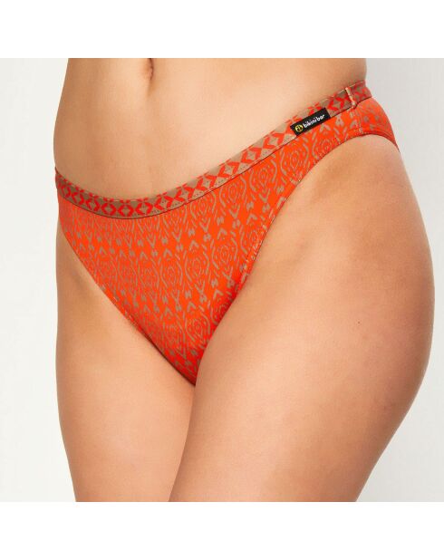 Badpakbroekje met oranje print en tatoeage