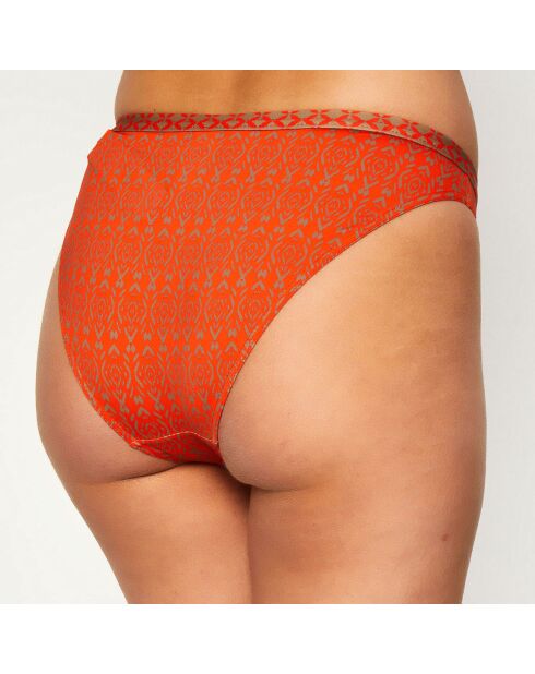 Badpakbroekje met oranje print en tatoeage