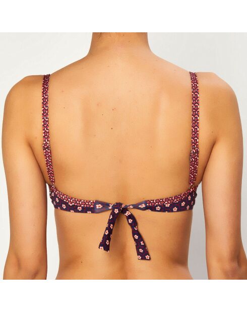 Haut de Maillot de bain Push-Up Spring imprimé bleu marine/rouge