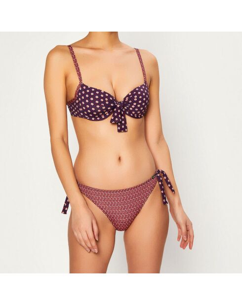 Marineblauw/rode bikinitop met opdruk van de lente